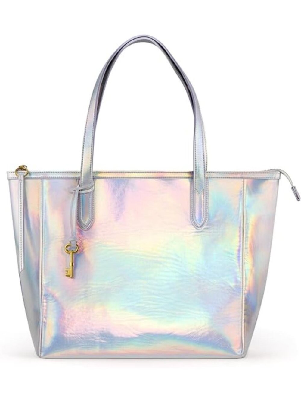 Women Iridescent White Tote Bag Leather Handbag 16l Large Capacity Travel Purses